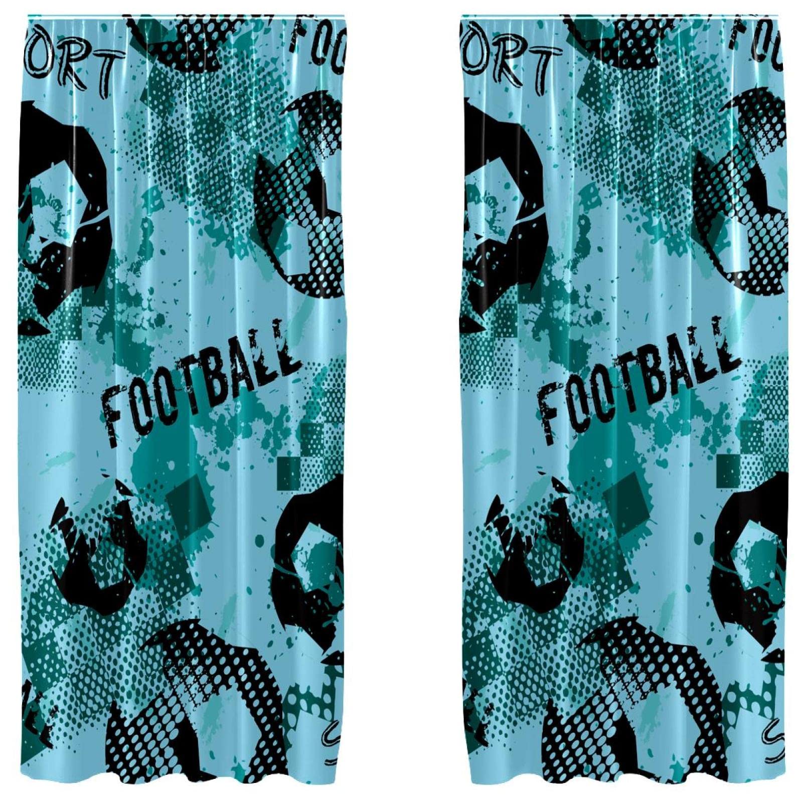 Rideau motif football bleu sport 139.7x213.4 cm salon chambre à coucher