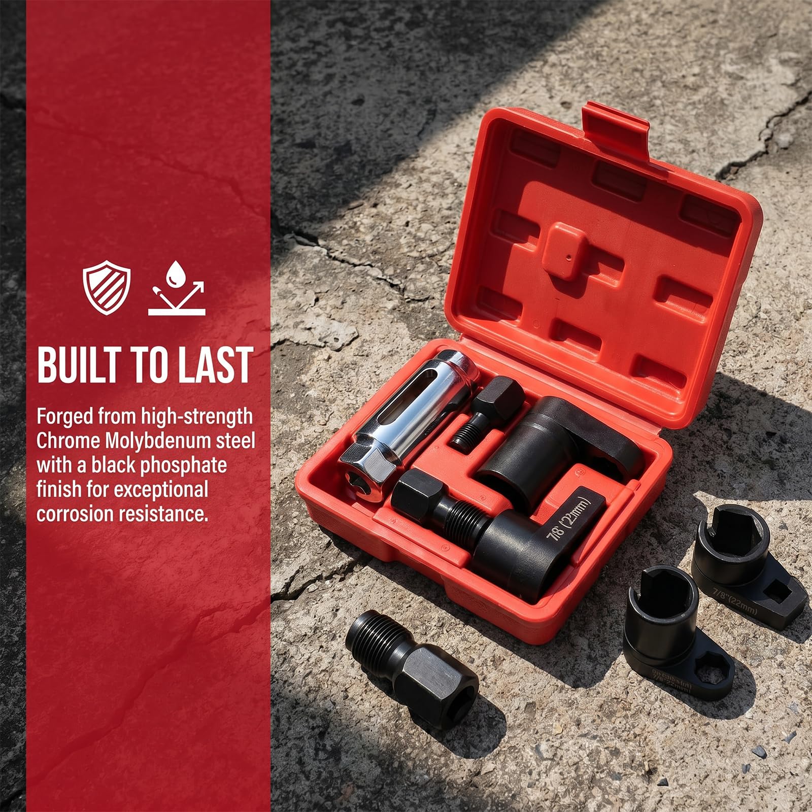 5 Stuck Lambdasonde Schlüssel Nüsse Set, Lambdasonde Werkzeug und Gewindereparatur Satz, Professionelles Autoreparatur-Werkzeug Set
