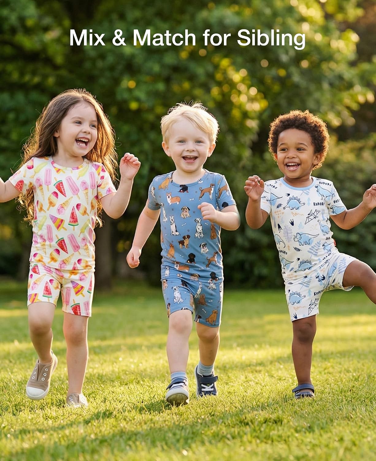 Bamboo Viscose Toddler Pajamas Sets, Kid Boy Girl Snug Fit Short Sleeve Summer Sleepwear Pjs 2pcs Set