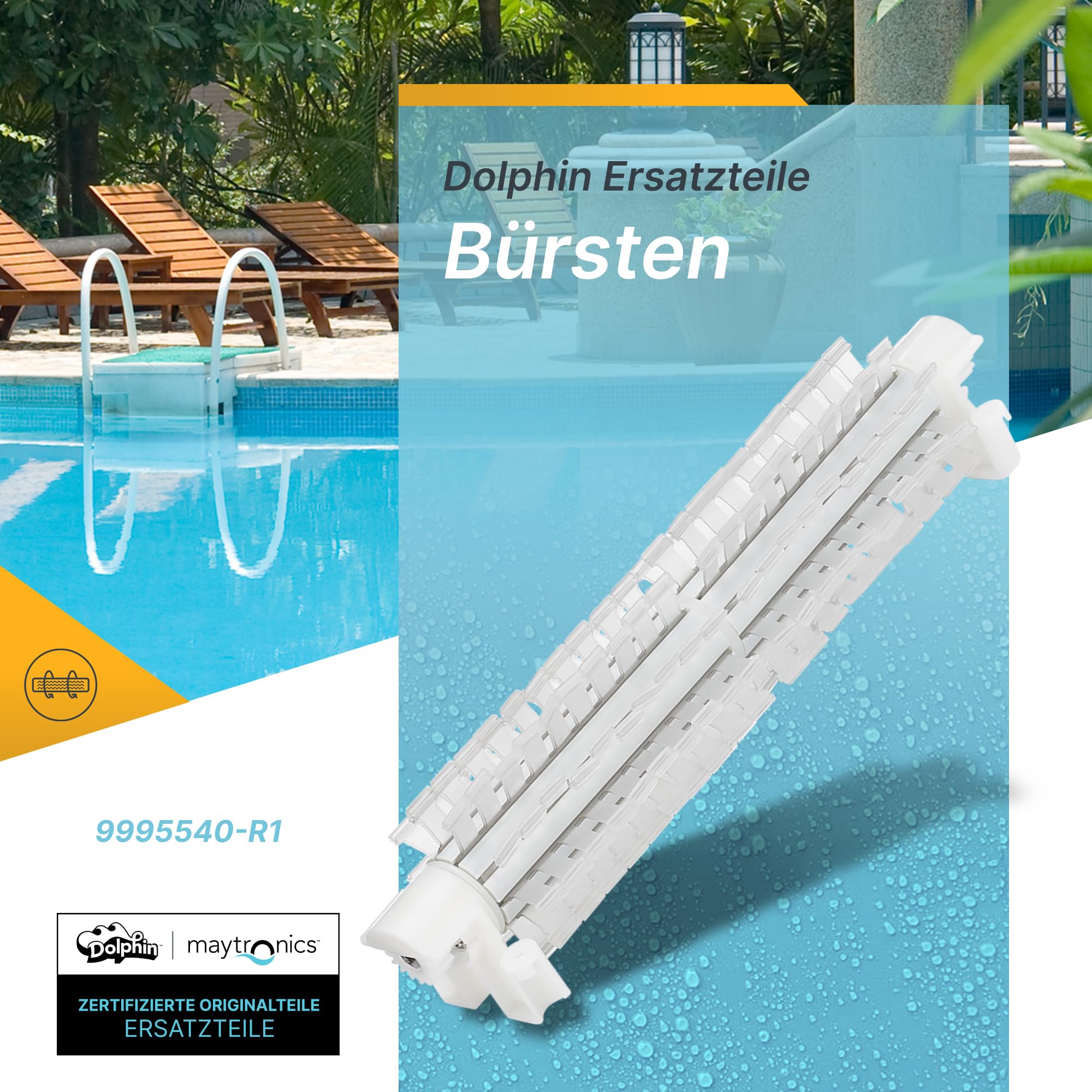 Dolphin Original-Ersatzteil - Bürstensatz für die Mitte - Teilenummer 9995540-R1