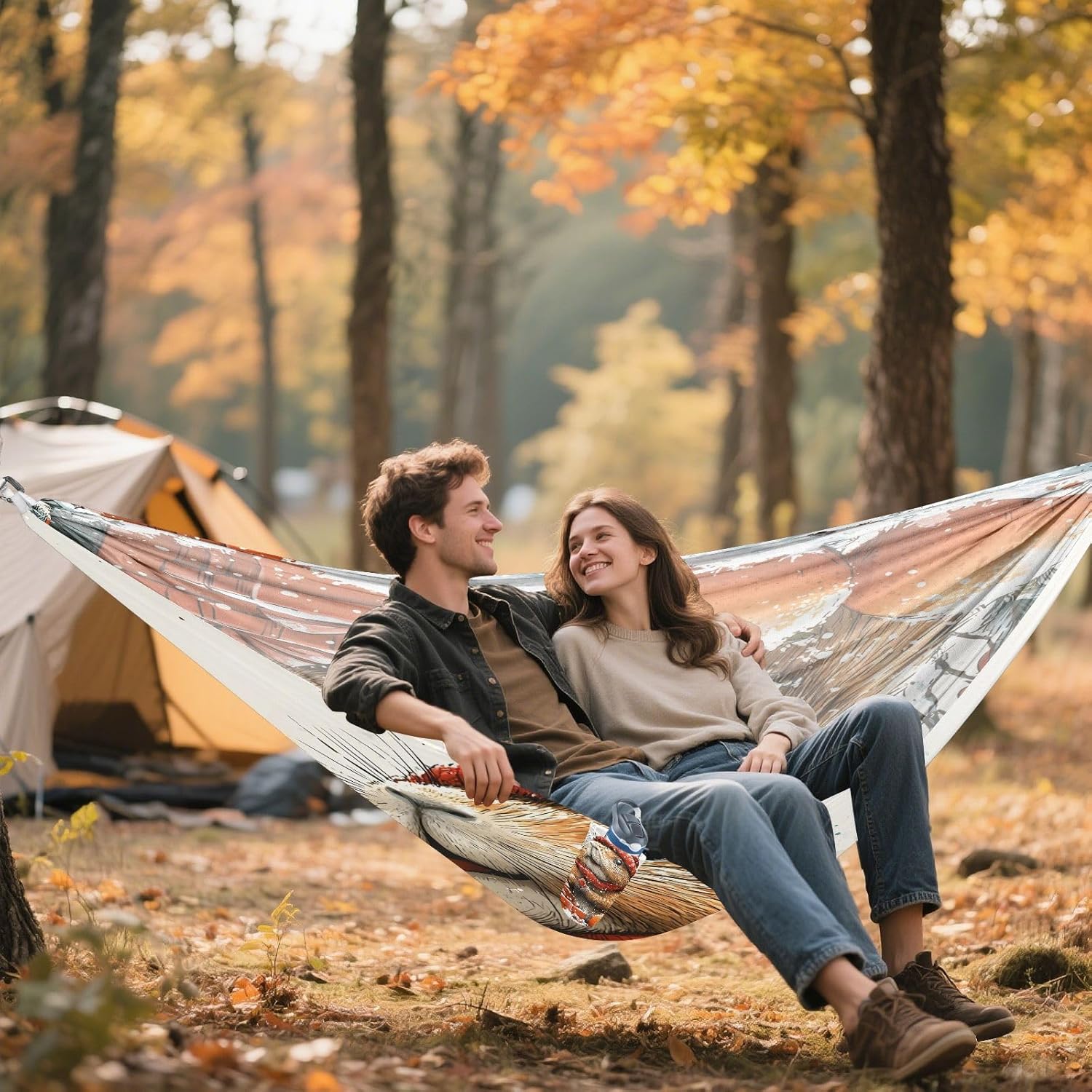 ALAZA Christmas Squirrel Camping Hammocks Single or 2 Person 500 lbs Portable Parachute Travel Hammock w/Tree Straps for Hiking Backpacking Indoor Outdoor