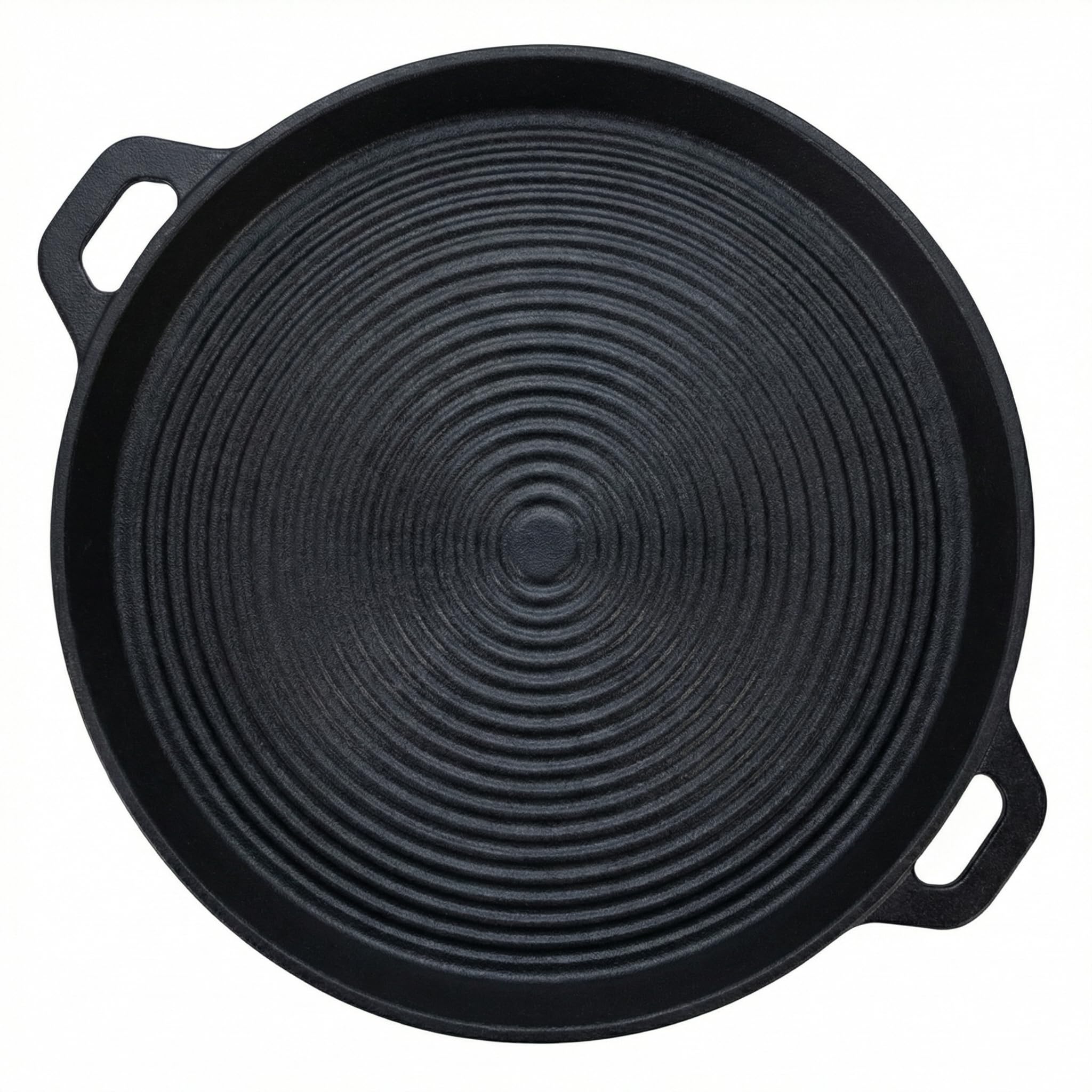 MIJOMA Sartén parrilla de 40,5 cm – para carne, verduras y barbacoas – Hierro fundido con estructura acanalada – Sartén redonda con asas para cocina horno y barbacoa