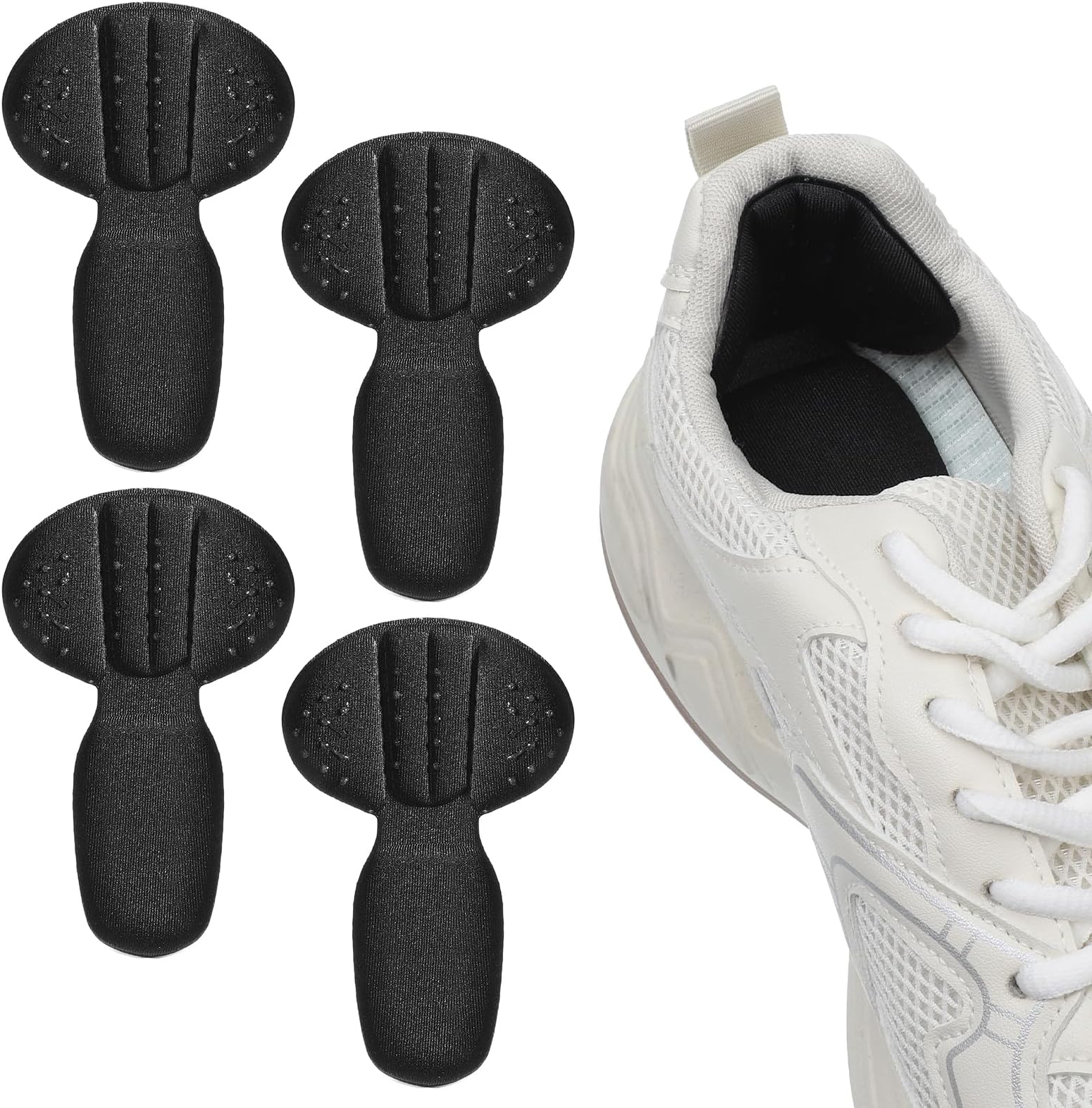 Back Heel Cushion Pads 4PCS Heel Pads for Insert That are Too Big, Black Mesh Adhesive Heels Grips Reusable Anti Blister Shoe Liners Heels Protectors for Women Men Improve Shoe Fit