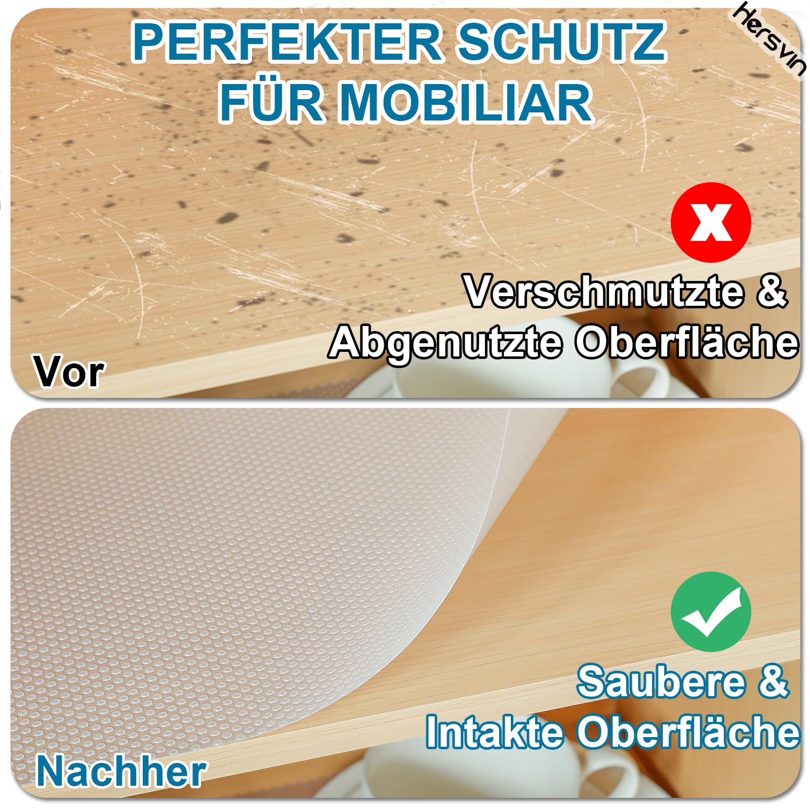 Hersvin Schubladenmatte 30cmx300cm Schubladeneinlage Eva Schrankpapier Nicht Klebende Wasserfest Unterlage Teppich für Küchenschränke Regalschrank (Transparent Punkt)