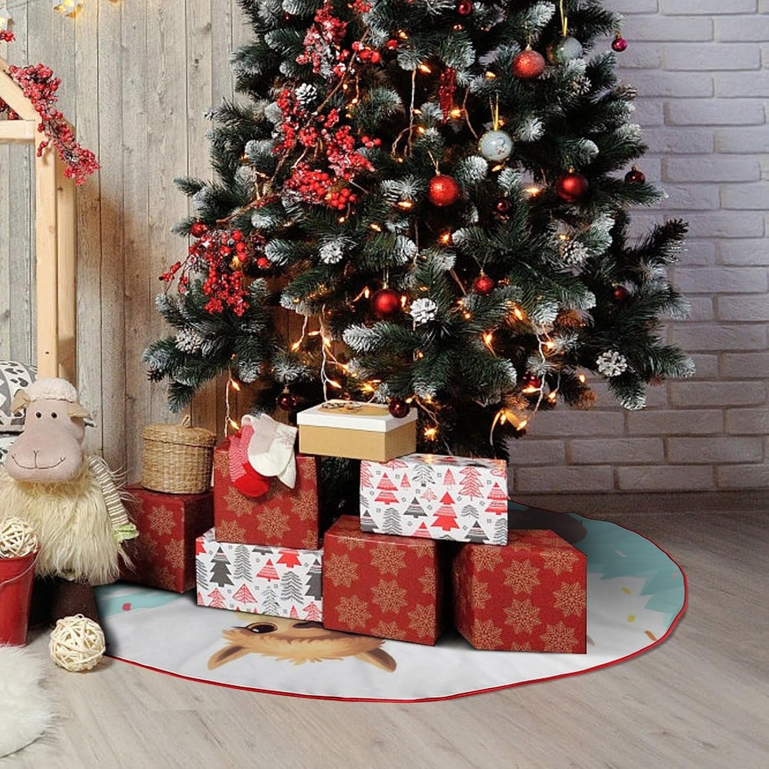 Christmas Tree SkirtLlama Alpacaclassic Fashion Tree Skirt Painted Multifunctional Christmas Tree Skirt