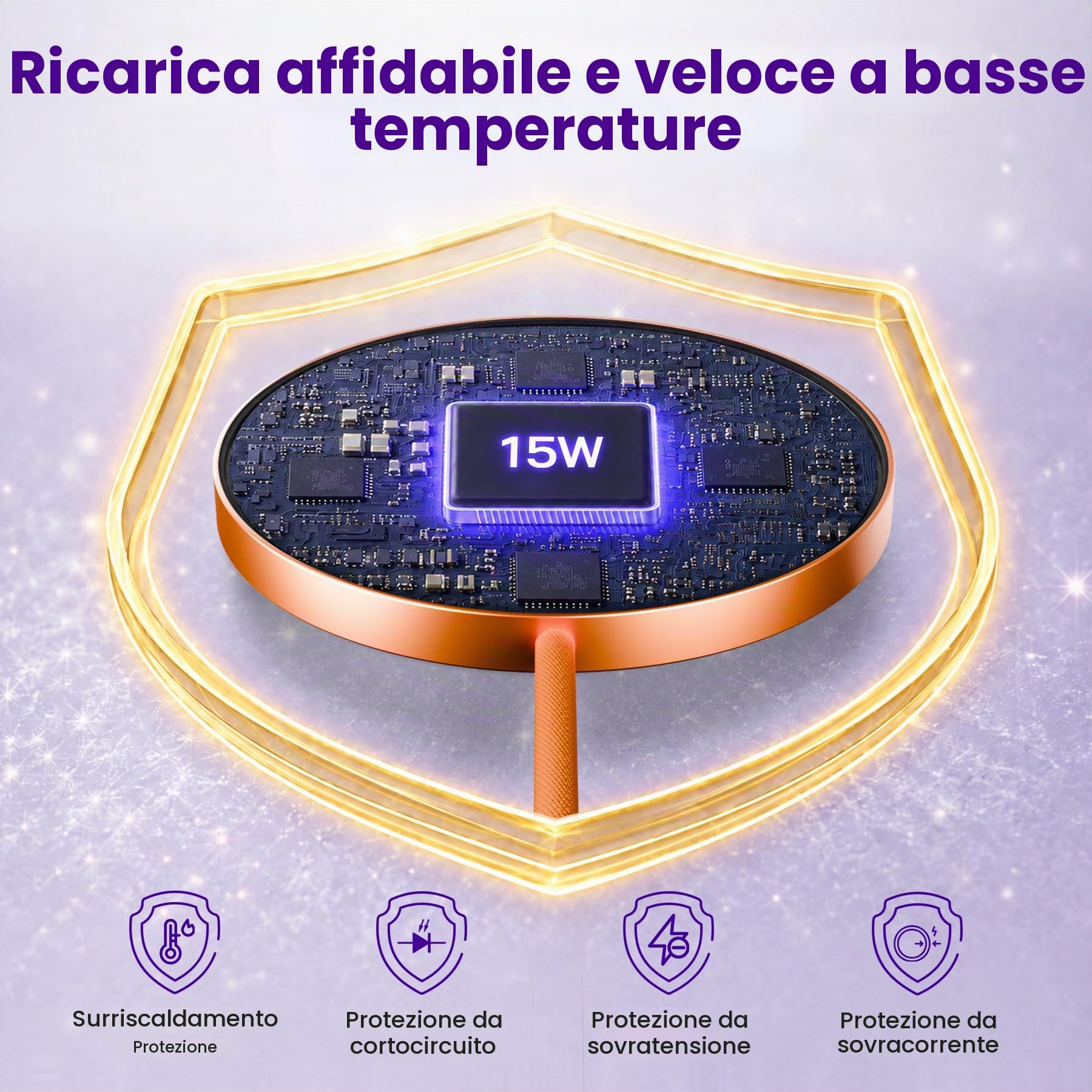 Caricatore Wireless Magnetico 15W, 3-Pack, Arancione