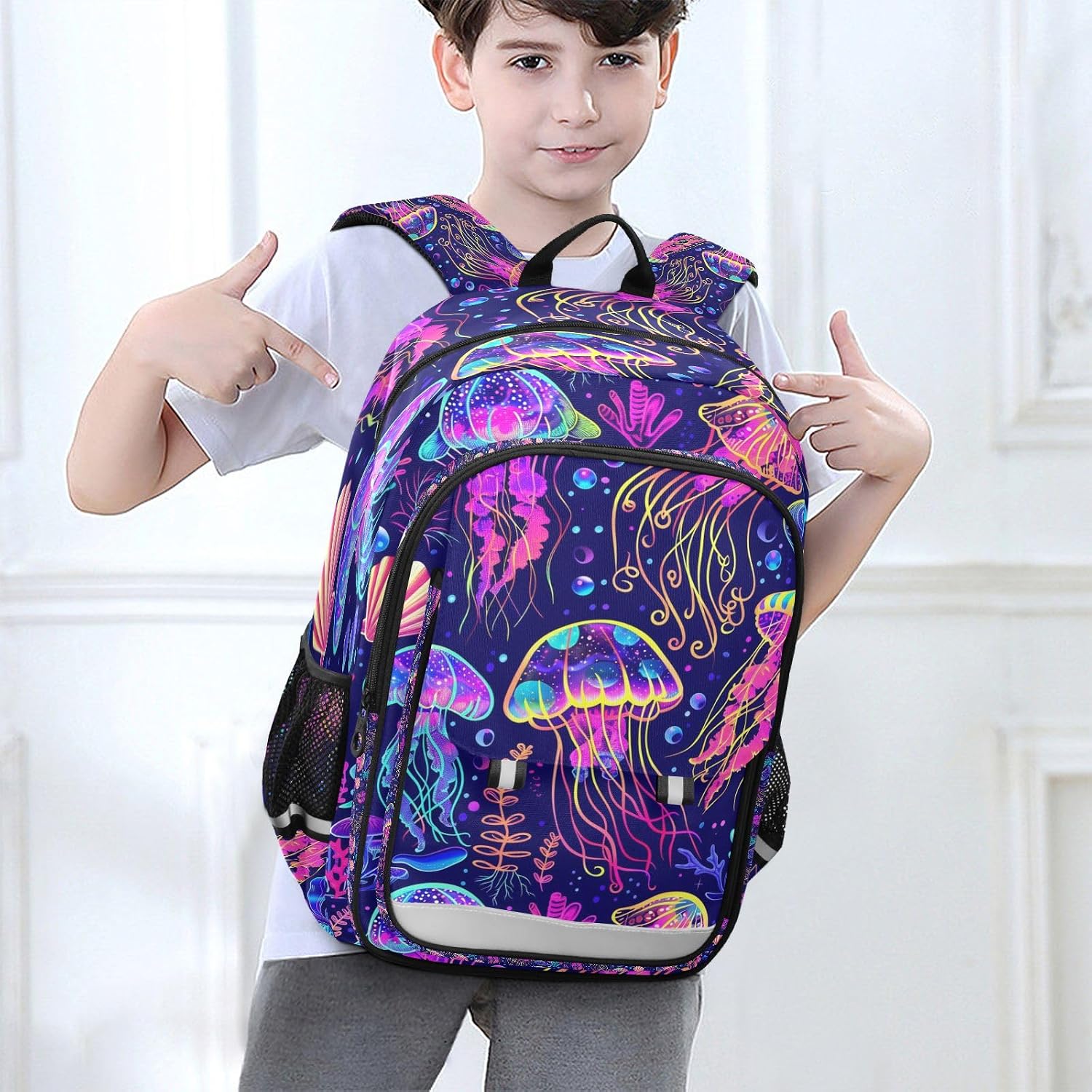 Magic Light Jellyfish Backpack for Boys Girls Students Bookbag School Daypack
