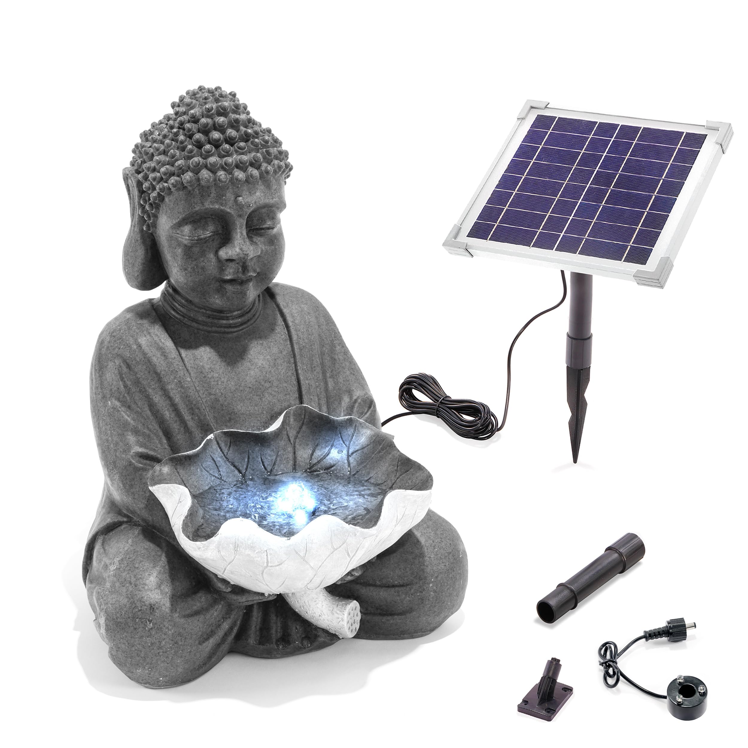esotec Solar Gartenbrunnen Wasserspiel Buddha außen Akku & LED 101331