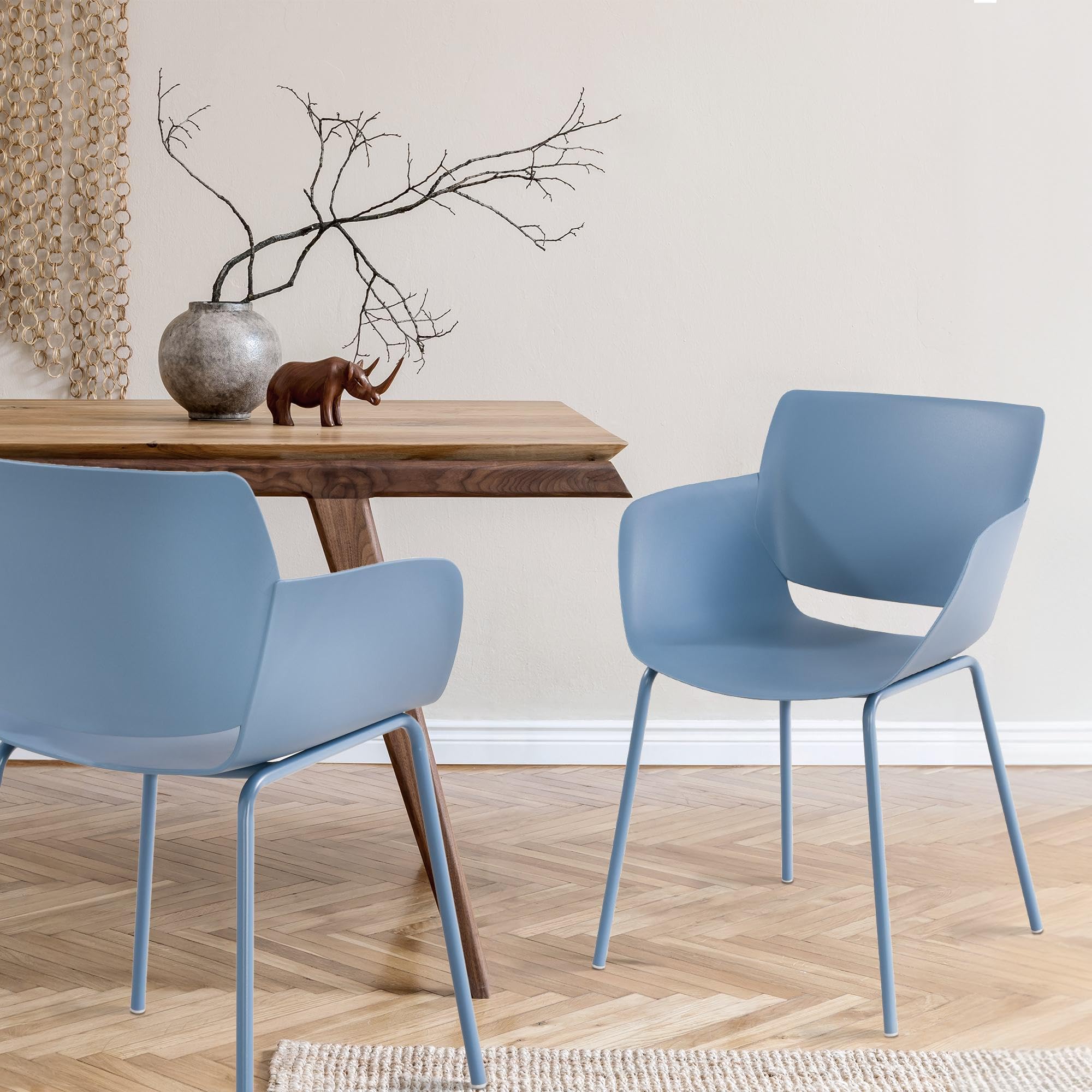 CLP 2er Set Gartenstuhl Alpena I wetterfest und UV-beständig I Metallgestell I Sessel für draußen I Esszimmerstuhl, Farbe:blau