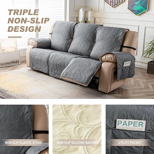 Vista 49 de Genina Fundas de sofá para sofá de 2 cojines, 100% impermeables, fundas de sofá reclinable de 3 asientos para sofás reclinables, protector