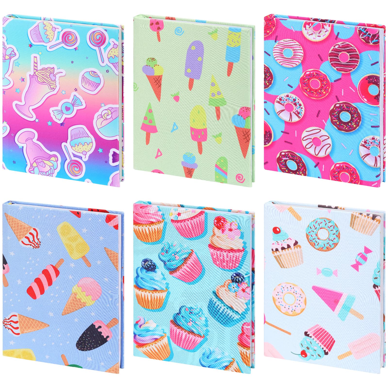 6 Pack Stretchable Book Cover Jumbo Fabric Book Covers Colorful Pattern Print Book Protector Washable Reusable Protective Textbook Cover for Hardcover Textbooks up to 9 x 11 Inch (Dessert Pattern)