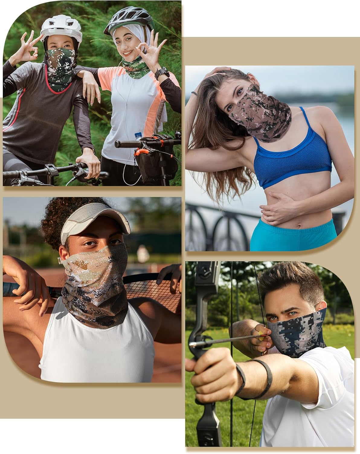 SATINIOR 10 Pieces Neck Gaiter Scarf Bandanas Balaclava Cooling Breathable Face Mask for Men Women Outdoor Sports - Image 6