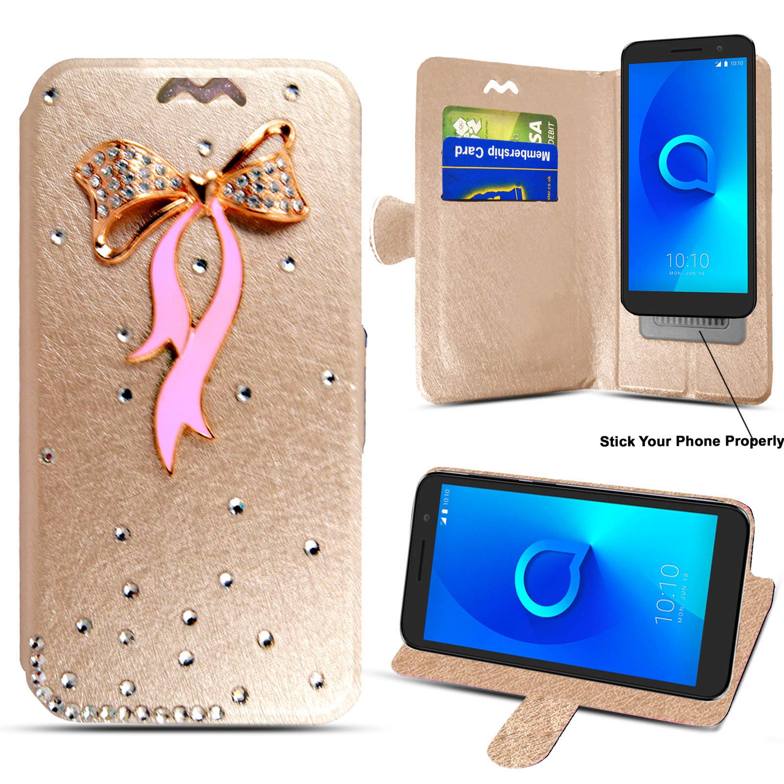 Per Alcatel 1B (2020) Custodia In Pelle Telefono, Chiusura Magnetica Protezione Completa Libro Folio Design, Custodia a Portafoglio [Slot per Scheda] e [Cavalletto] Per Alcatel 1B (2020) 5002D - Rosa