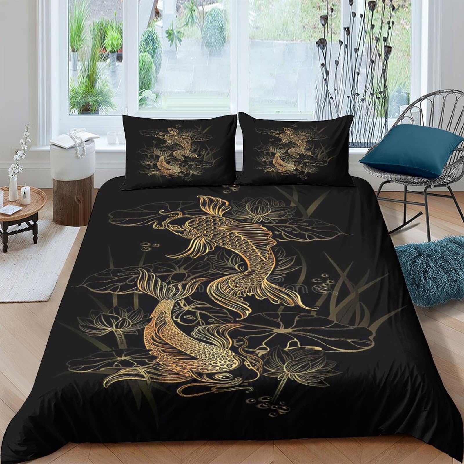 Ctjqhvkz Style-8 3D Printed Golden Dragon Fitted Sheet Microfiber Soft Black Chinese Art Mattress Cover For Bedroom Dorm Decor Single（135X200cm）