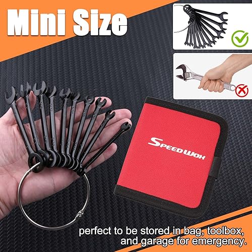 Miniatura 4 de SPEEDWOX Bolsa organizadora de herramientas de 10 bolsillos, bolsa de almacenamiento de herramientas para llaves pequeñas, SAE 532-716 pulgadas,