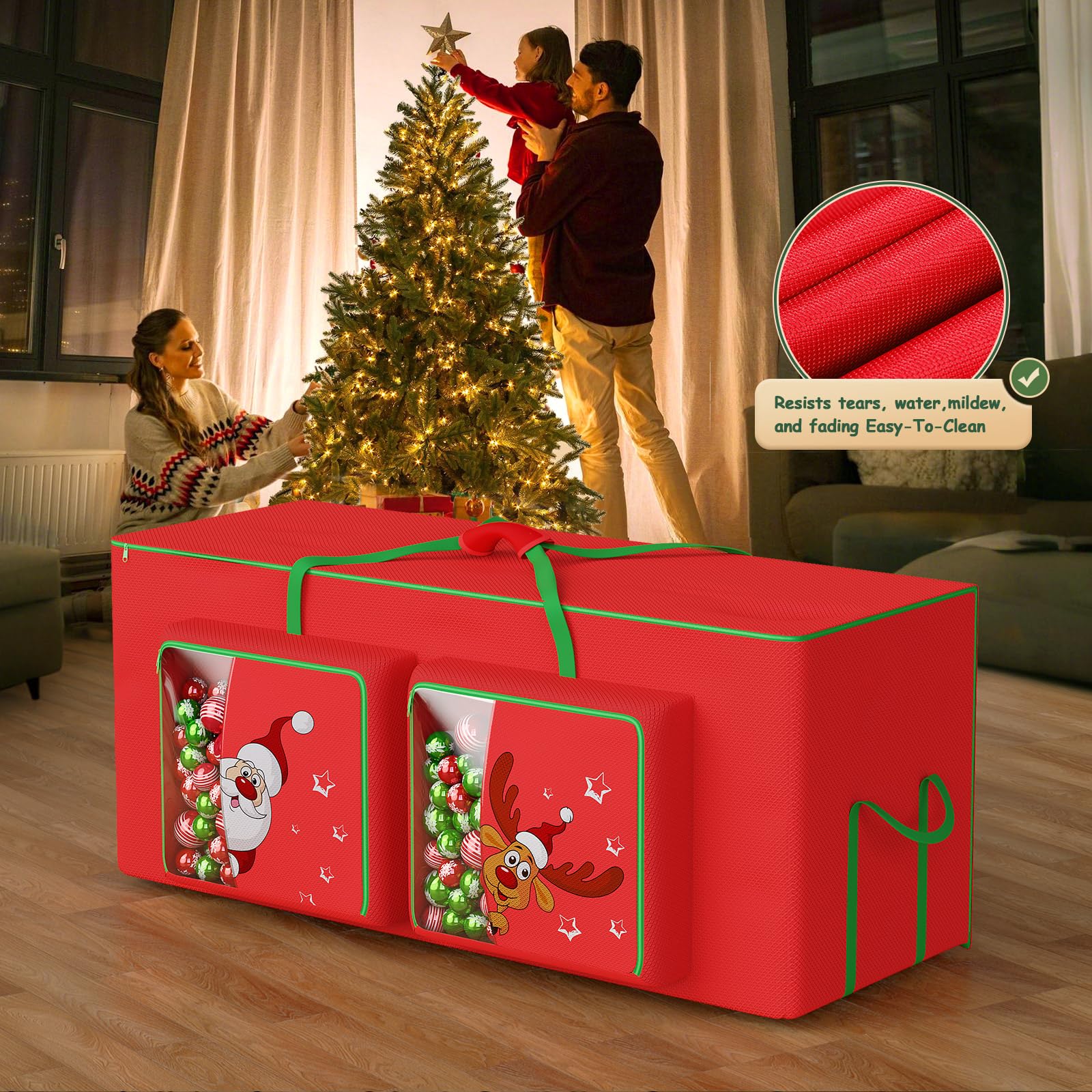 Alupssuc Borsa portaoggetti per Albero di Natale Contenitore/Supporto per Albero di Natale Alto 9 Piedi Borsa a Rete Doppia Oxford Resistente, Resistente all'Umidità