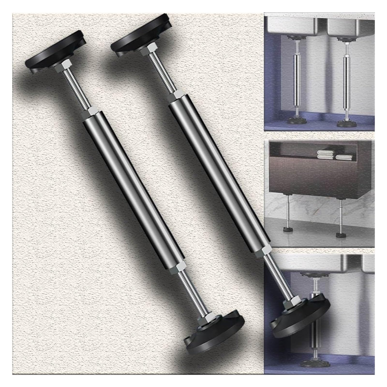 Zxgrfdefa One Color Sink Support Legs, Adjustable Support Poles For Sink Cabinet Sofaunder Basin Legs Stainless Steel Furniture Leg(2*H 37 42Cm(14.6" 16.5"))