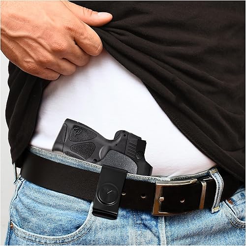 Miniatura 3 de IWB - Fundas de cuero de gamuza para pistolas ópticas listas para mano derecha. Se adapta a la mayoría de pistolas subcompactas de doble pila, funda