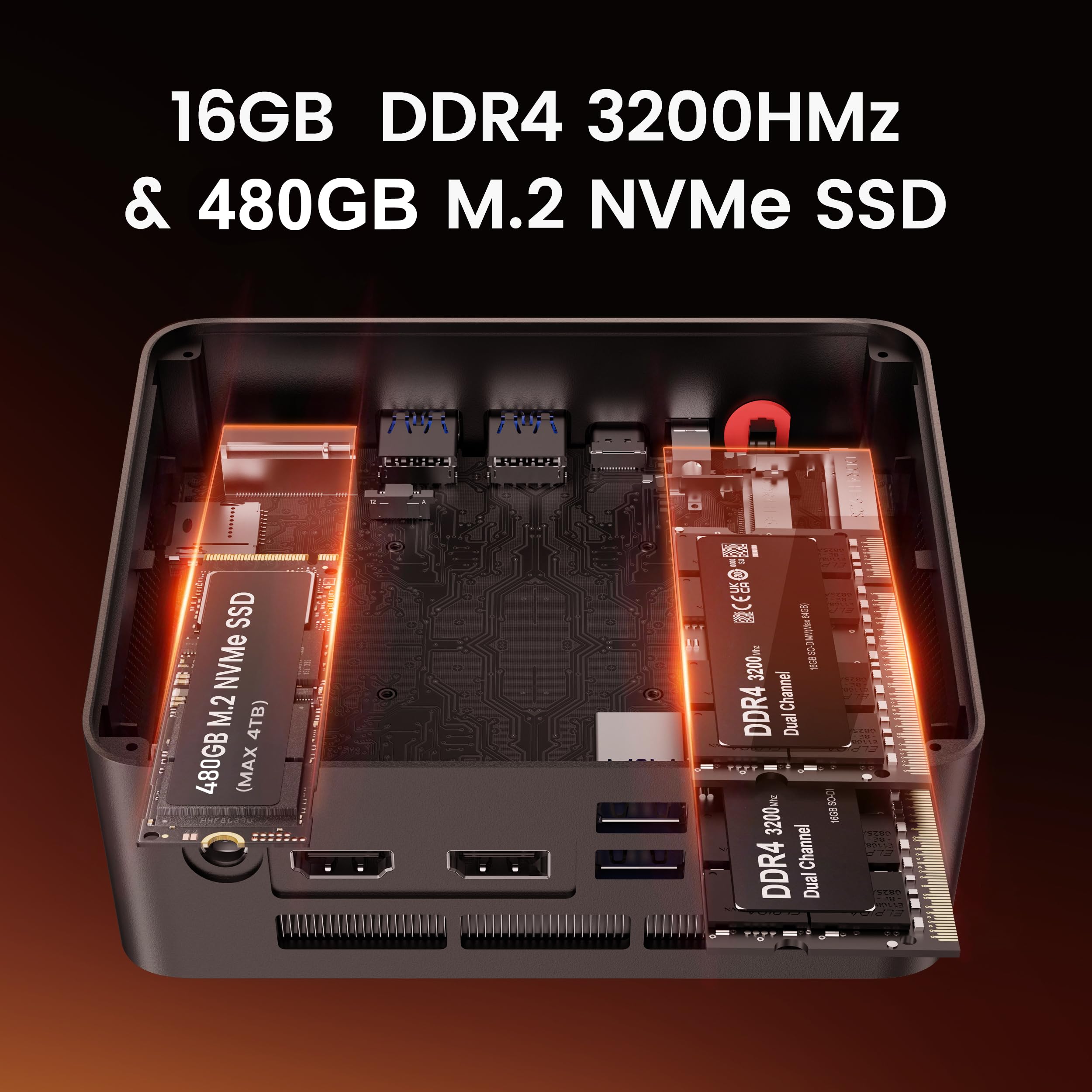 Beelink Mini PC, SER5 Pro 5850U AMD Ryzen 7 (Up to 4.4GHz) 16GB