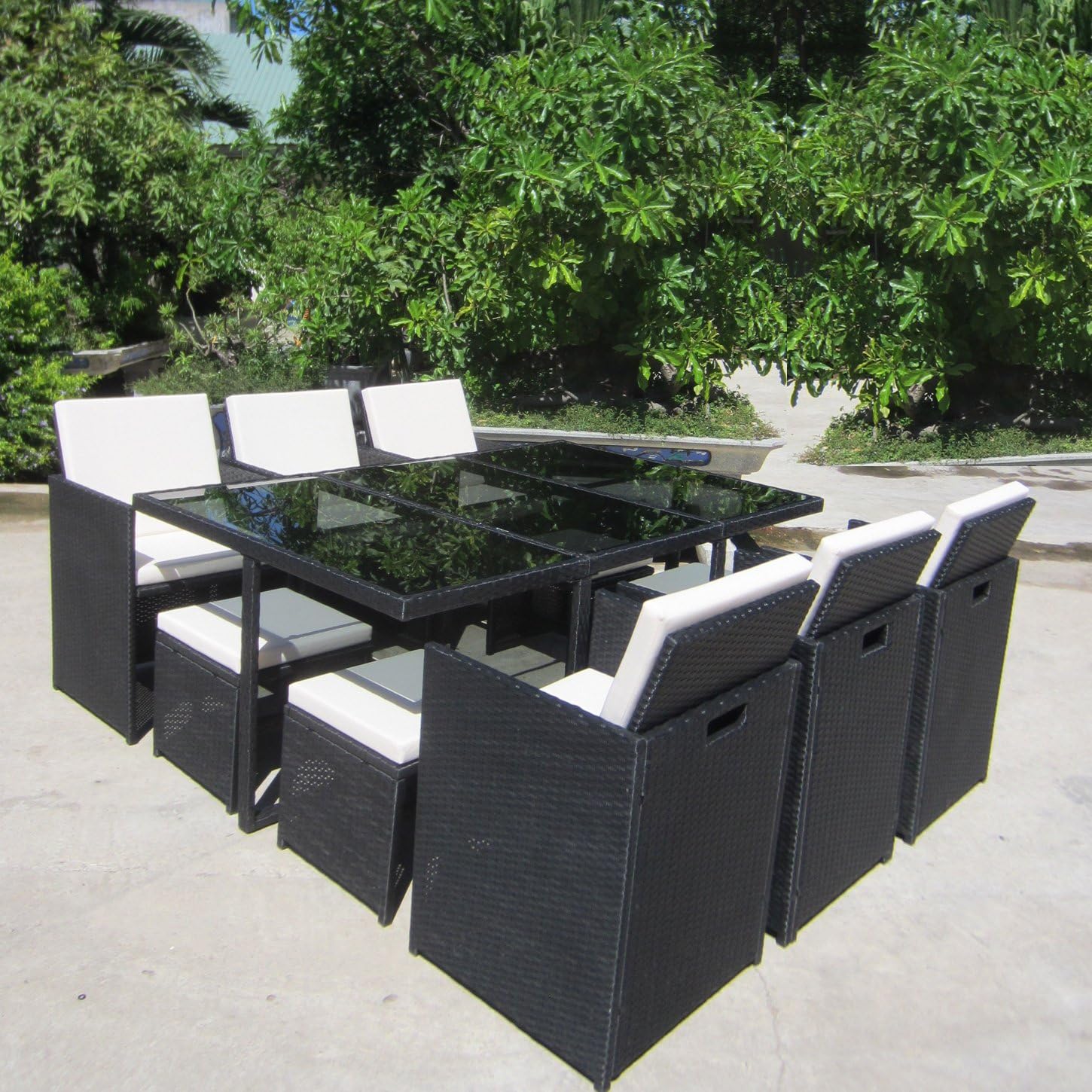 Amazon.de DIGARD Vegas Poly Rattan Schwarz Sitzgruppe Gartengarnitur