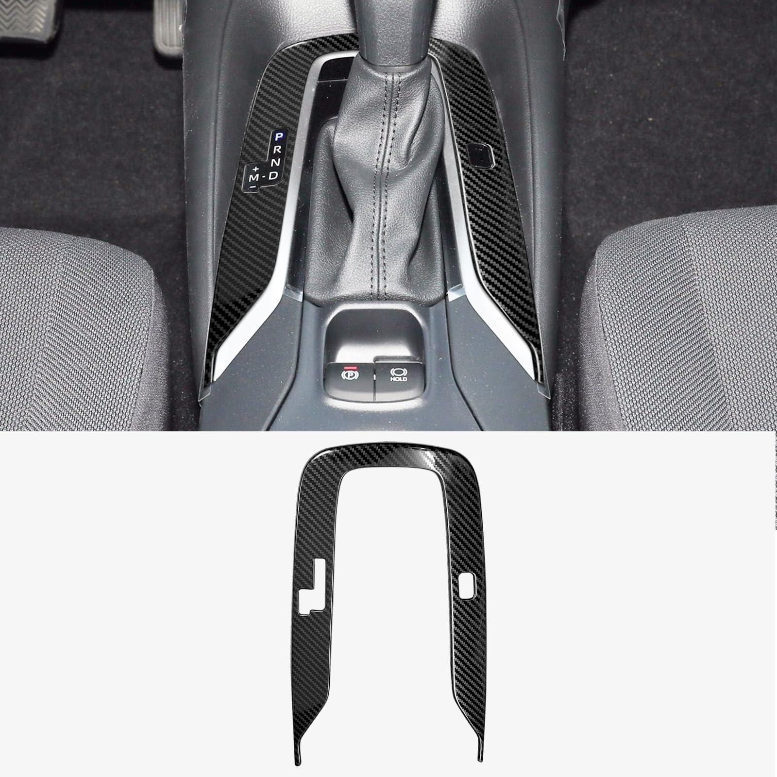 ramuel Compatible with Carbon Fiber Stainless Steel Gear Shift Panel Cover Trim Interior Accessories for Toyota Corolla 2020-2023(Only for Petrol