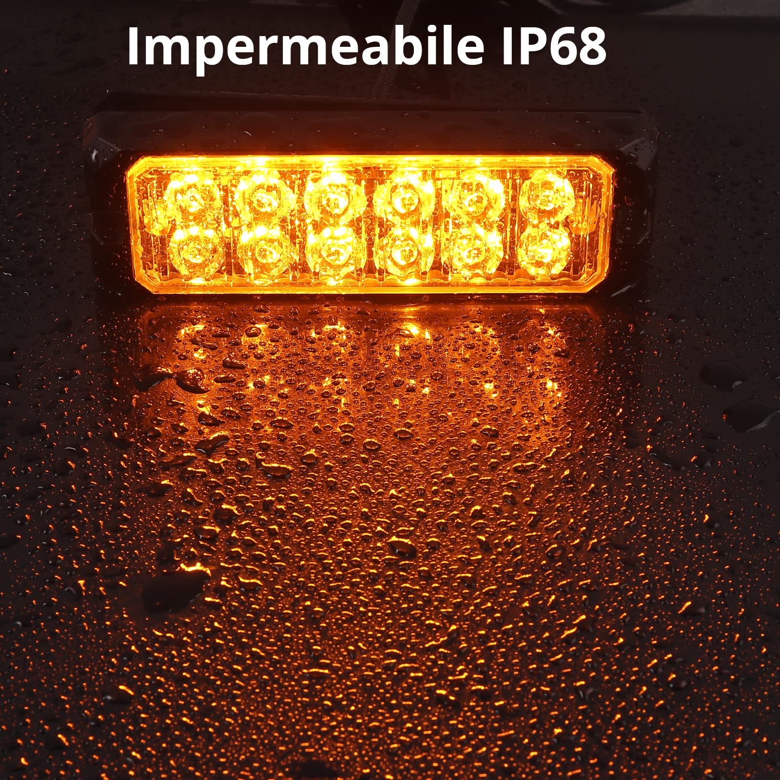 COLFULINE 4 x 12 LED Luci Stroboscopiche Emergenza,12/24V Spia d'avvertimento,IP65 Impermeabile,8 Modalità Flash Lampada Universali per Auto Camion Rimorchi