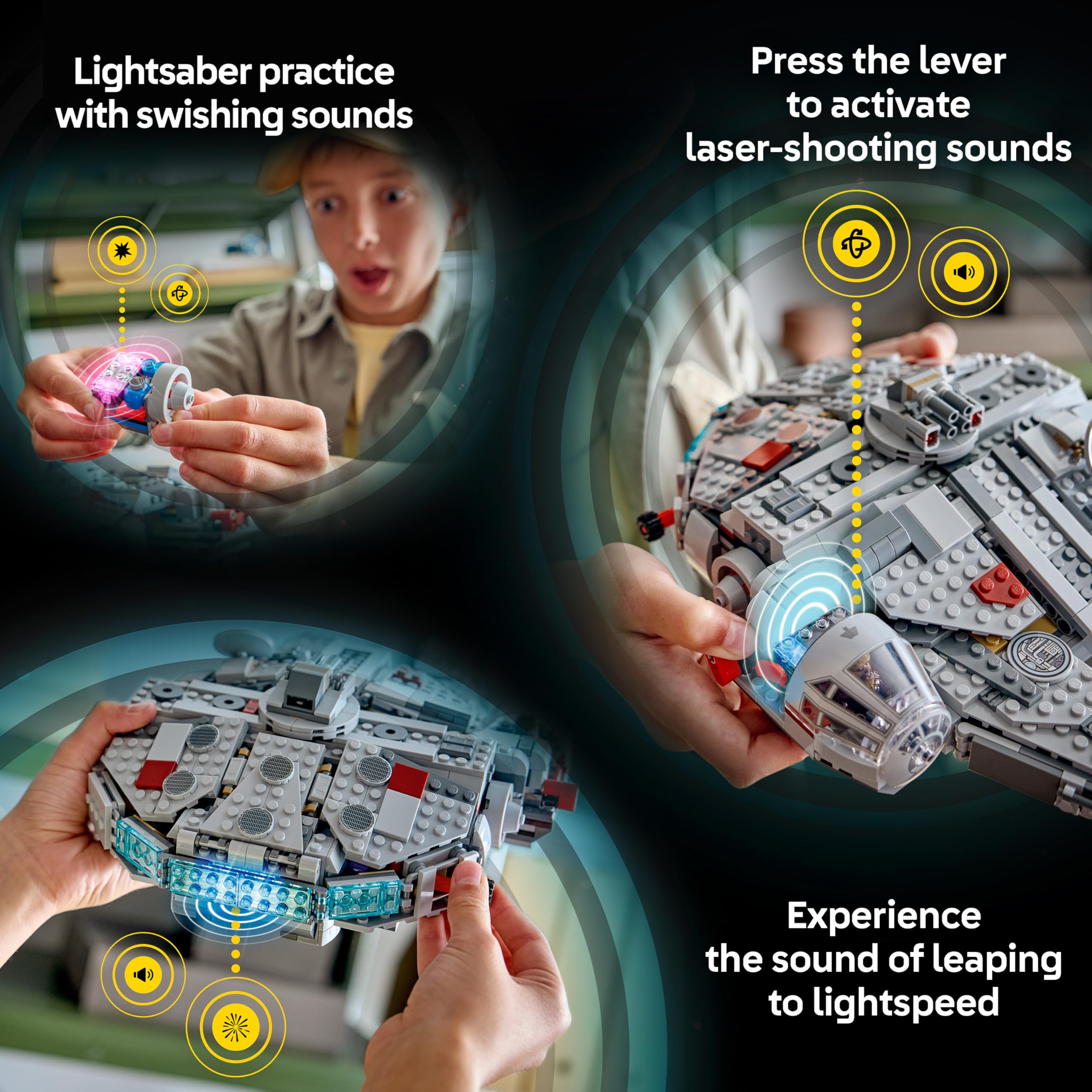 LEGO Star Wars 75426 SMART Play: Millennium Falke Modell - Kompatibles Interaktives Spielzeug inkl. 4 SMART Tags und 4 Minifiguren - Geschenkidee für Jungen und Mädchen ab 9 Jahren und erwachsene Fans