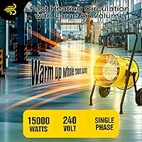 Vista 2 de DR. INFRARED HEATER DR-PS11524 Salamandra Construction 15000 vatios, monofásico, ventilador portátil de 240 voltios calentador eléctrico forzado