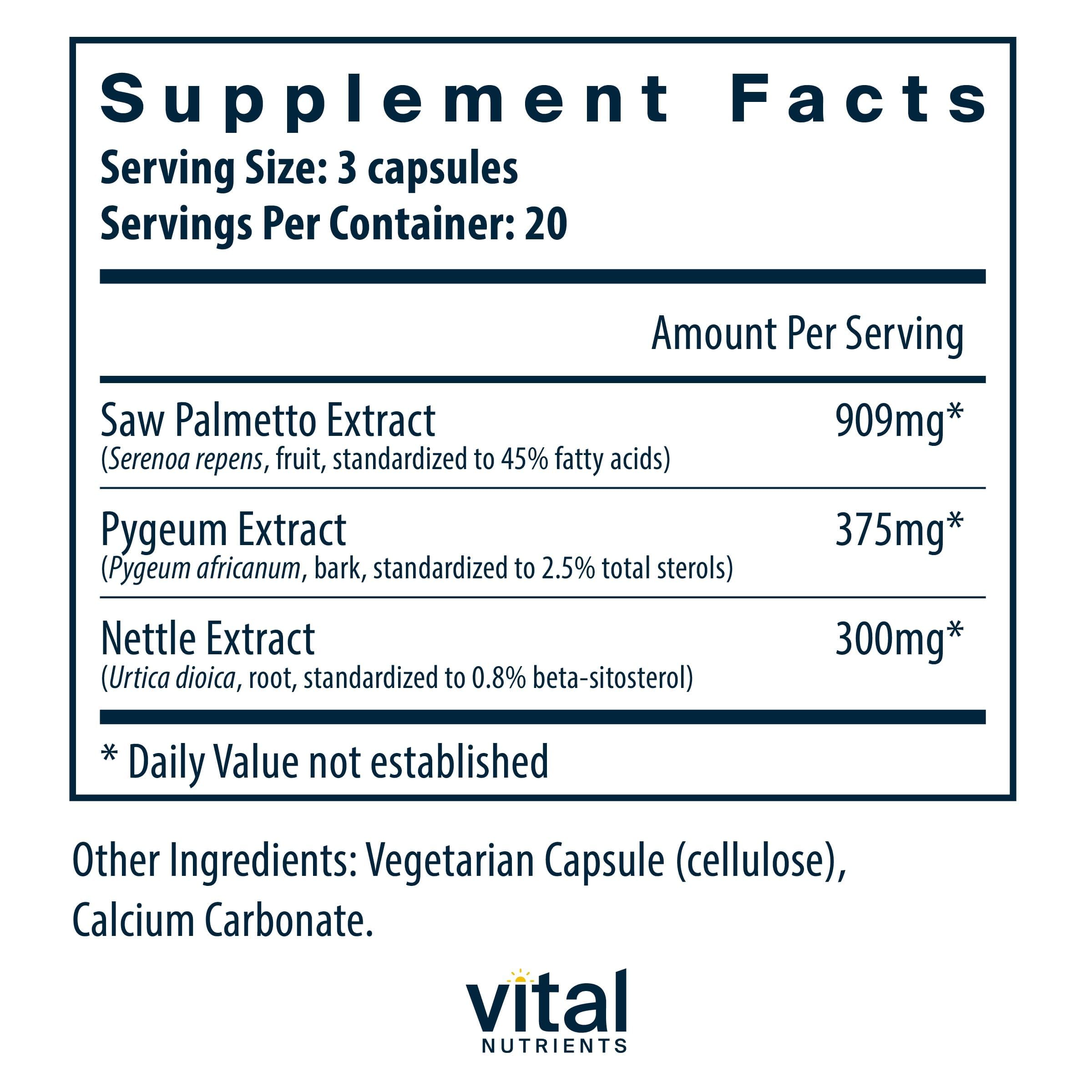 Vital Nutrients Saw Palmetto with Pygeum & Nettle Root, 60 Capsules — Amazon image 2