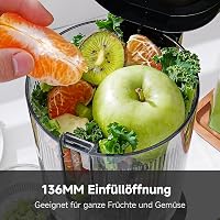 AMZCHEF Elektromos lassú gyümölcs és zöldséglé készítő hidegen sajtoló 2 szűrővel halk működésű könnyen tisztítható ezüst 2