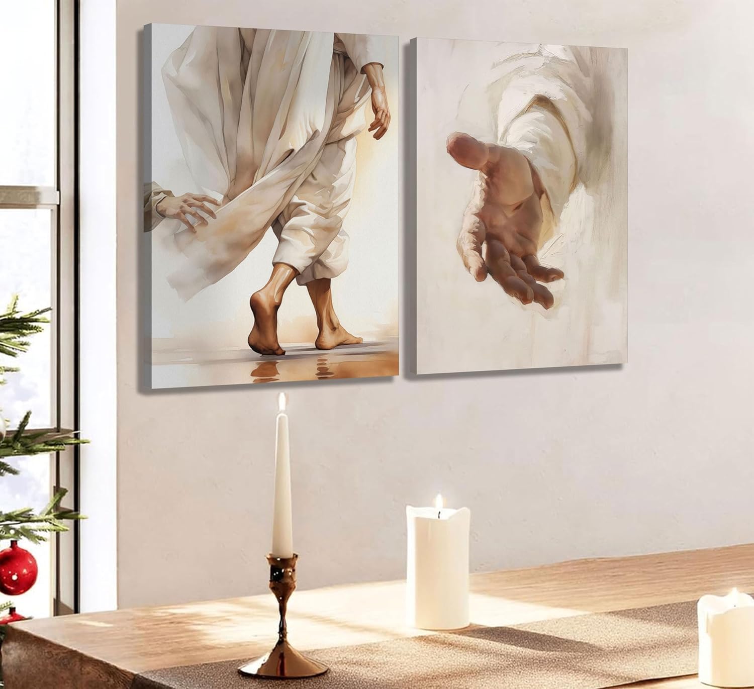 Jesus Healing Canvas Wall Art Touching Jesus the Clothes Hem Poster Modern Christian Hand of God Print Christ Healed Picture Redemption Inspirational Painting Neutral Wall Decor 12x16in Framed