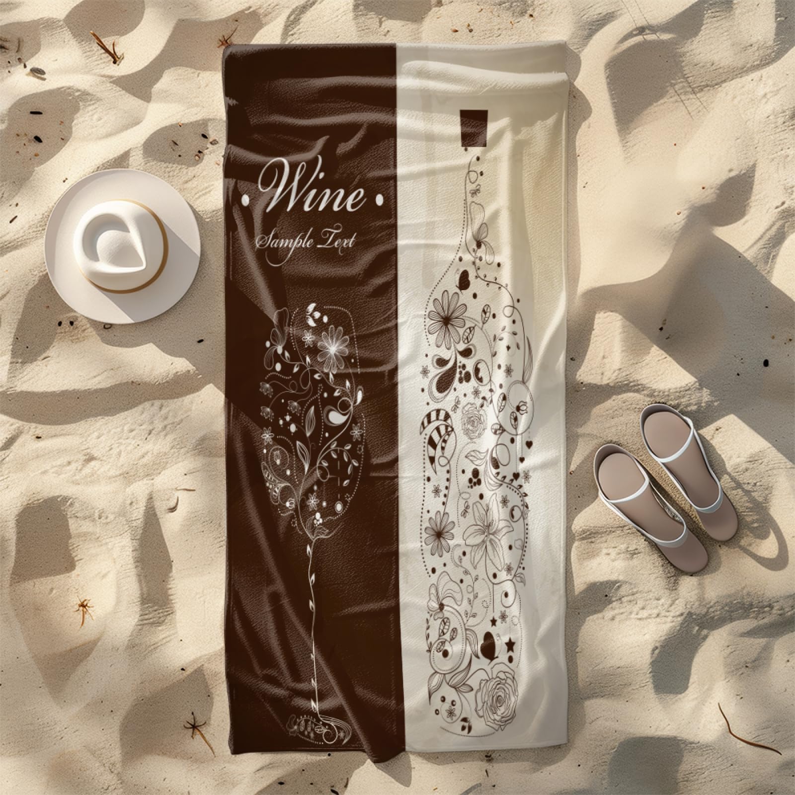 Telo Mare Microfibra 210x230 Stile Rurale Marrone Telo Spiaggia Grande Antisabbia,XXL Asciugamano Mare, Asciugatura Rapida, Stuoia Spiaggia Leggero E Portatile