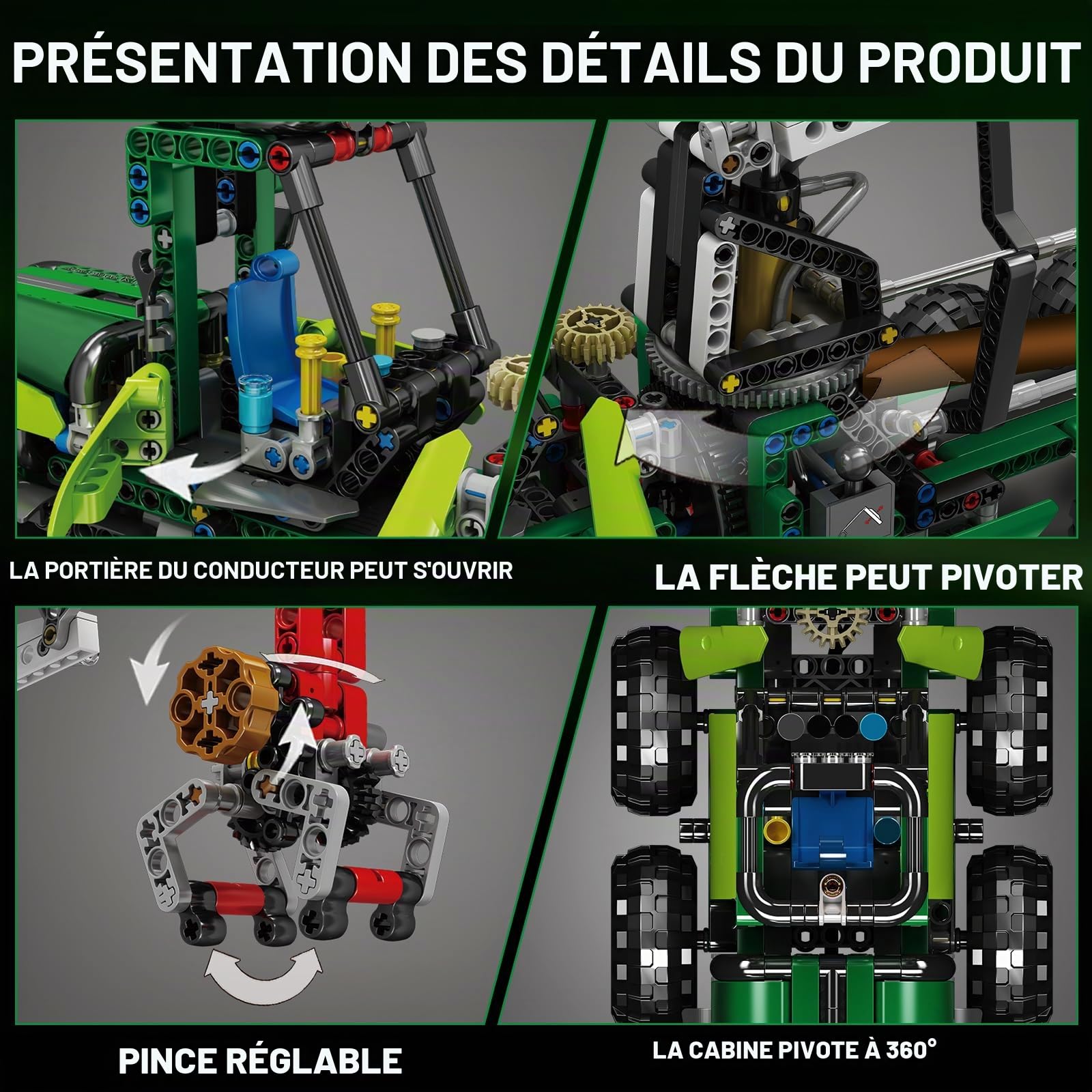 Mould King 19006 Technique Pneumatique Machine Forestière Briques, 938 Pièces Version Dynamique du Modèle de Camion Pneumatique, Kit de Construction pour Machines Forestières