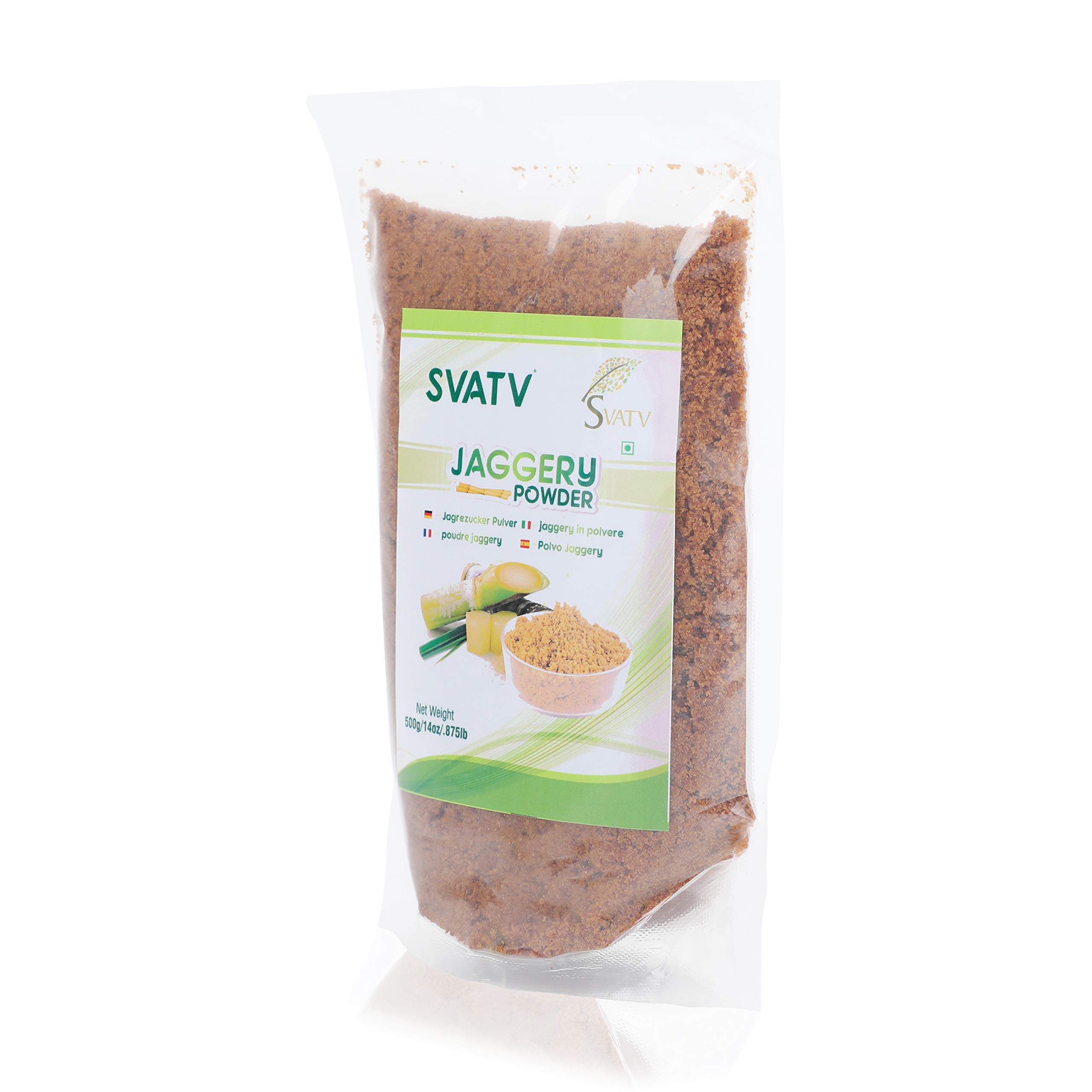 SVTAV Jaggery Pulver, handzerkleinertes Gur Pulver | natürlicher Süßstoff | brauner Zucker | indischer Zuckerrohr-Ersatz | keine Konservierungsstoffe | keine künstlichen Aromen – 500 g