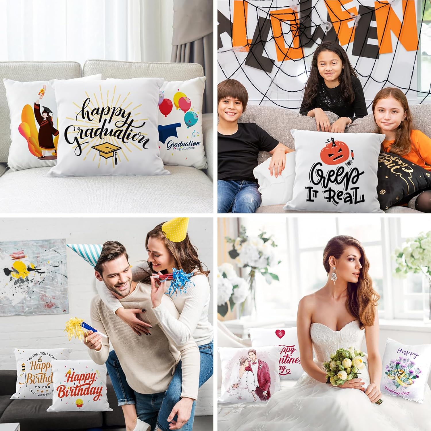 16 Pack 17.7"X17.7" Sublimation Blanks Pillowcase, OLSUNOR Sublimation Pillow Cases White, Cushion Covers Blanks, Throw Pillow Cover for Heat Transfer, Painting DIY Picture, Mother's Day Craft Gift