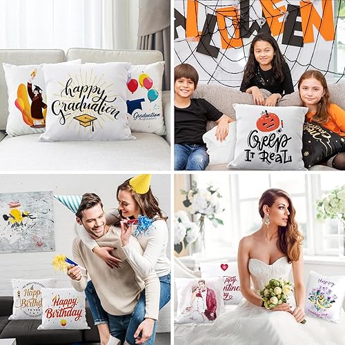 Miniatura 5 de Paquete de 16 fundas de almohada de sublimación de 17.7 x 17.7 pulgadas, fundas de almohada de sublimación de OLSUNOR blancas, fundas de cojín en