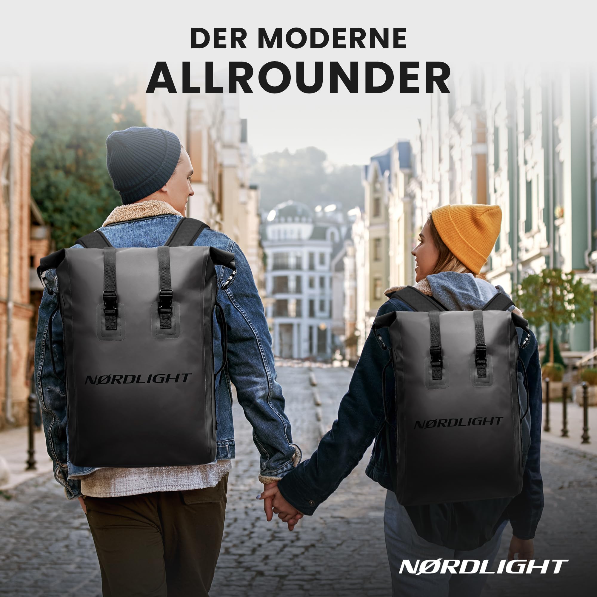 Nordlight Wasserdichter Rucksack Dry Bag 35l - Roll Top Rucksack mit gepolstertem Tragegurt, wasserdichte Tasche für Wassersport, Fahrrad Rucksack, Kurierrucksack, Trekking, Angeln
