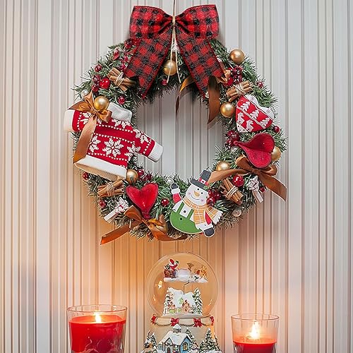 Miniatura 42 de WILLBOND 12 lazos decorativos de terciopelo de arpillera a cuadros de búfalo para coronas para envoltura de regalo, decoración de fiesta de Navidad