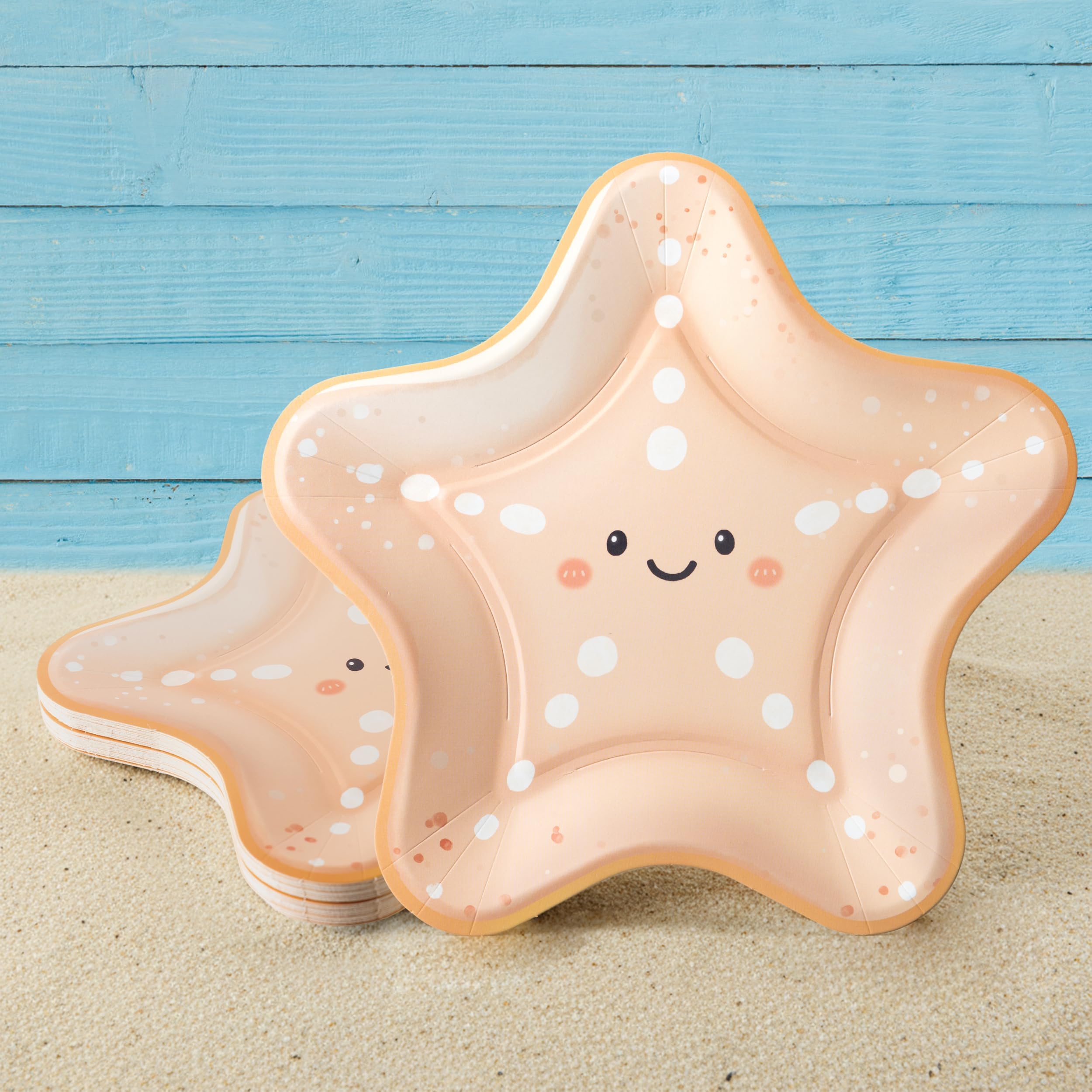 Assiettes en carton etoile de mer pour un anniversaire plage enfant