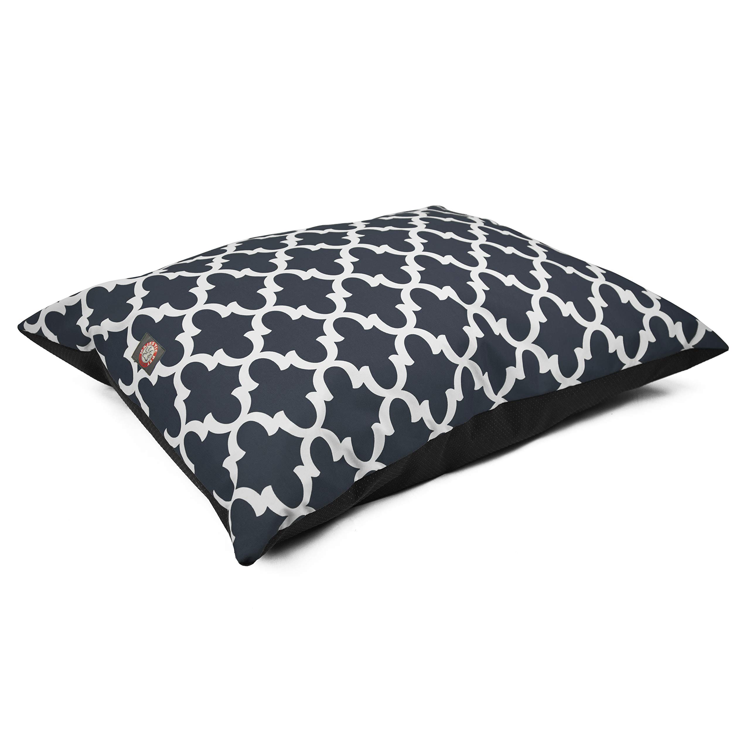 Majestic Pet Rectangle Medium Dog Bed Washable – Non Slip Comfy Pet Bed – Dog Crate Bed Super Value Pillow Dog Bed – Dog Kennel Bed for Sleeping - Dog Bed Medium Breed 35 x 28 Inch – Trellis Navy