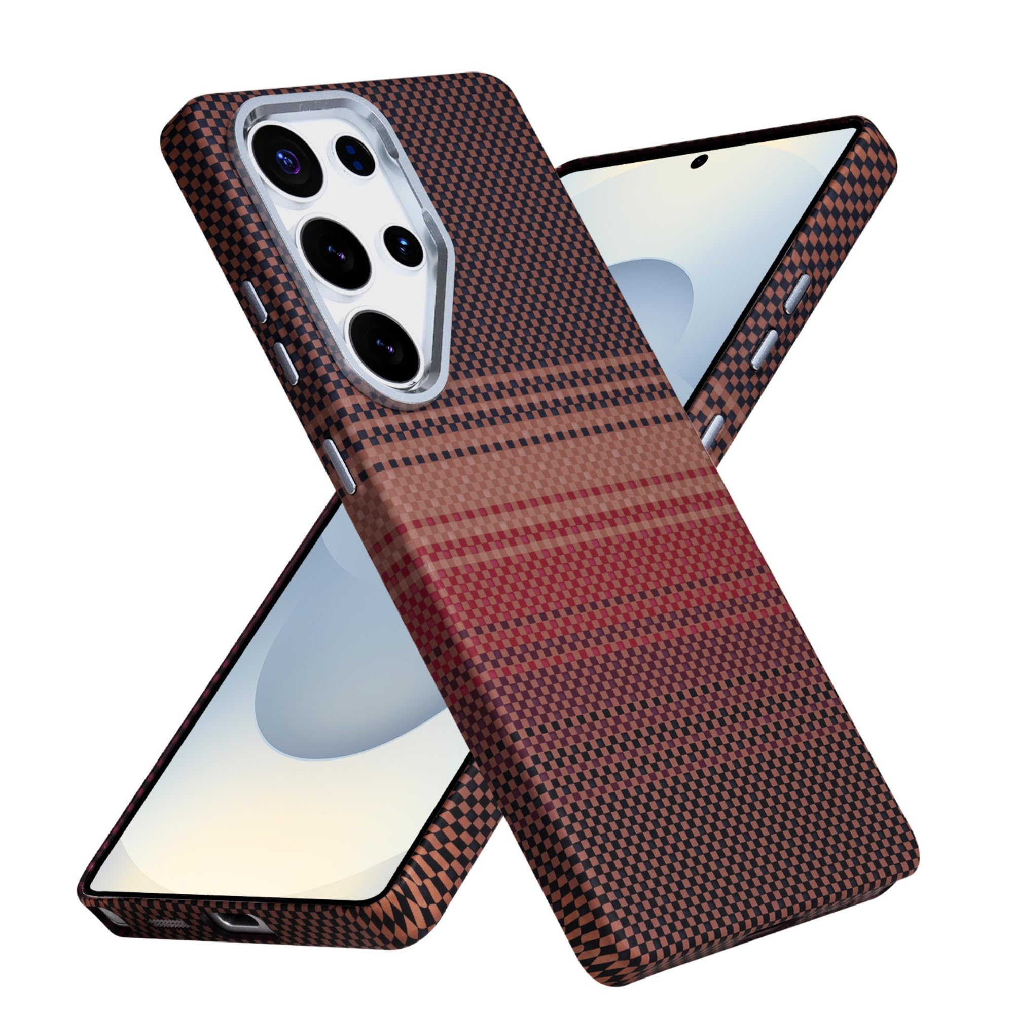 Funda de fibra de aramida de lujo para Samsung Galaxy S24 Ultra, compatible con MagSafe Slim funda rígida protectora mate, puesta de sol