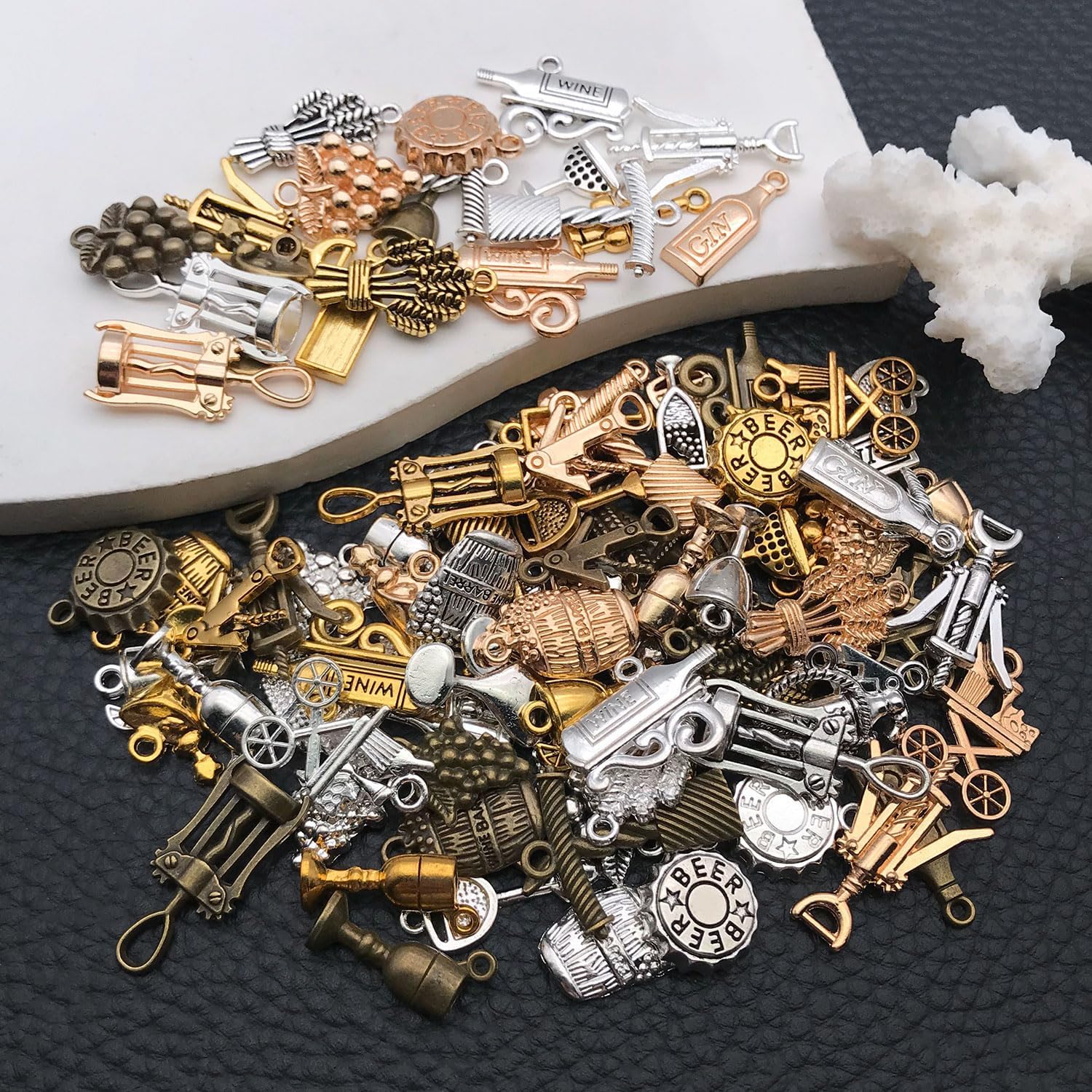 WOCRAFT 100pcs Wine Charms for Jewelry Making Assorted Jewelry Bangle Bracelet Charms Wholesale Mixed Bulk Metal Earring Charms for DIY Necklace Keychain Craft Supplies (SN874) - Image 2