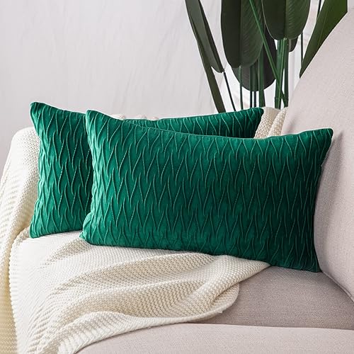 Miniatura 2 de MADIZZ Juego de 2 fundas de almohada decorativas de terciopelo súper suave con textura, estilo de lujo, funda de almohada para sofá y dormitorio,