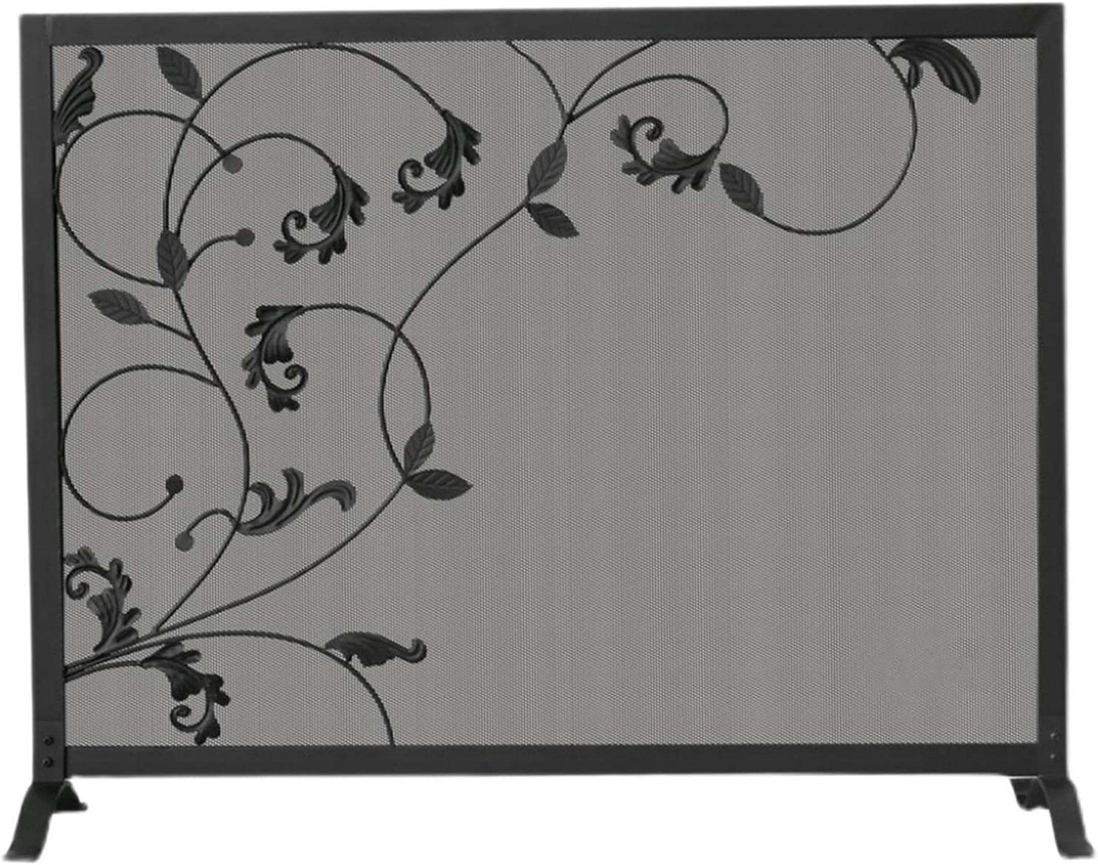 Écran de cheminée carré fer forgé couvre-étincelles motif floral acier