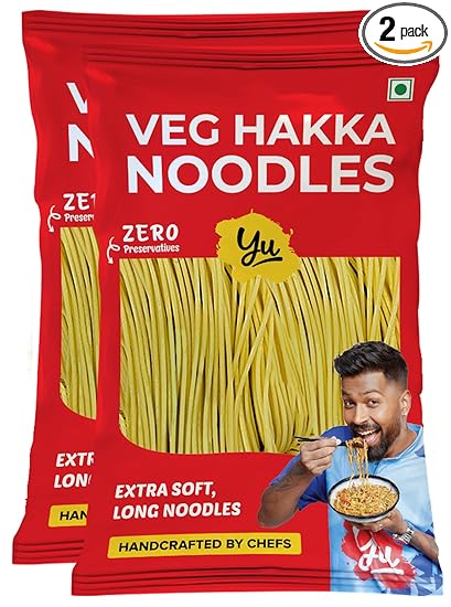 Yu Foodlabs - Veg Hakka Preservative Free Noodles - Extra Long & Extra Soft - Not Fried & No Palm Oil - Zero Preservatives & 100% Natural - Just Boil - Ready In 5 Mins - Serves 6-300gram - (Pack Of 2)