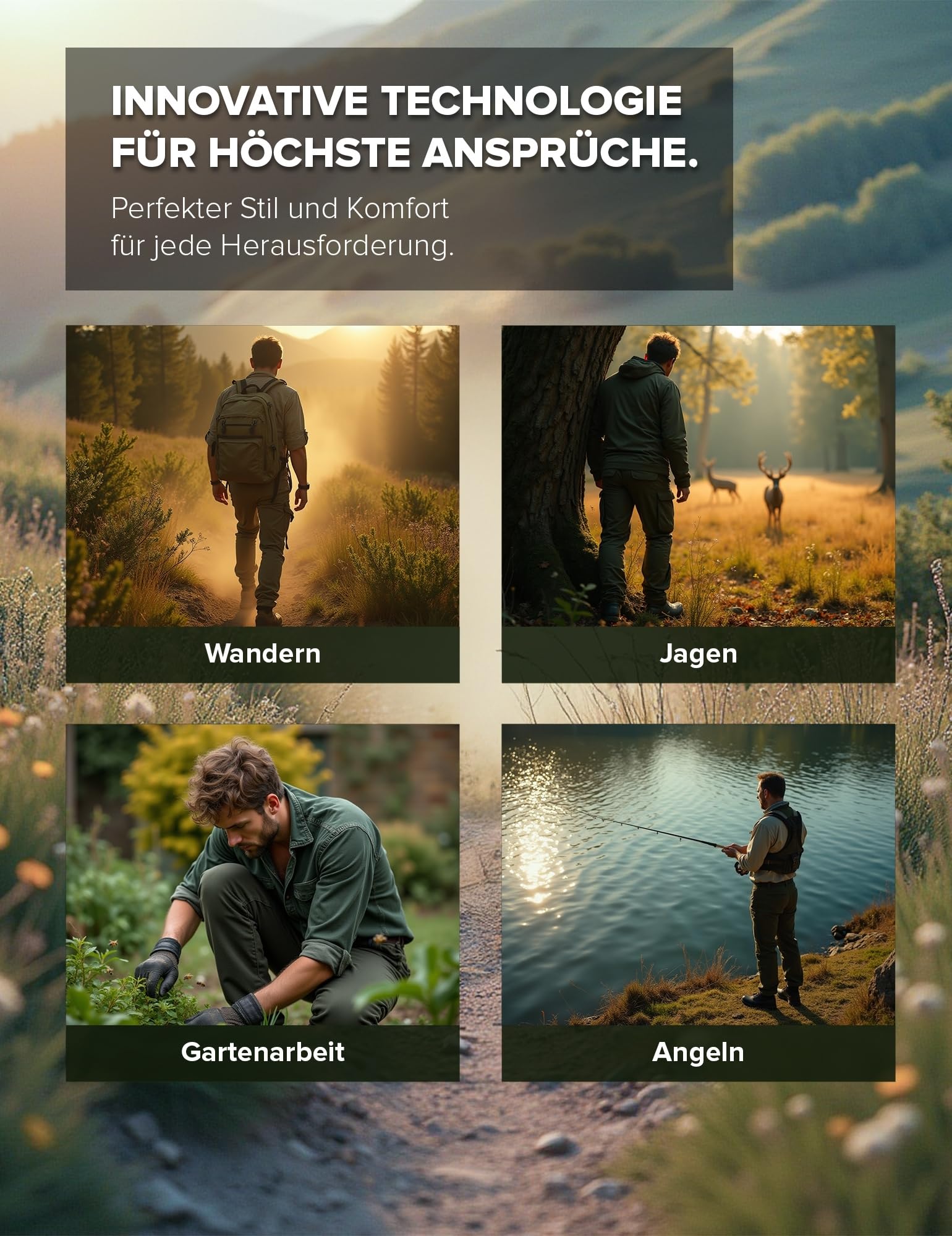 La Chasse® Stretch-Funktionshose Denver Jagdhose Herren Oliv/braun Jägerhose Stretchhose für die Jagd Dehnbund von Oefele Jagd