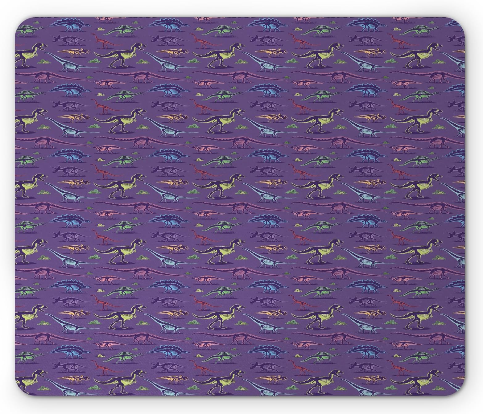 Printawe Dinosaur Party Mouse Pad, Funky Style Jurassic Animals Characters Archeology Nature, Rectangle Non-Slip Rubber Mousepad, Standard Size, Violet Multicolor