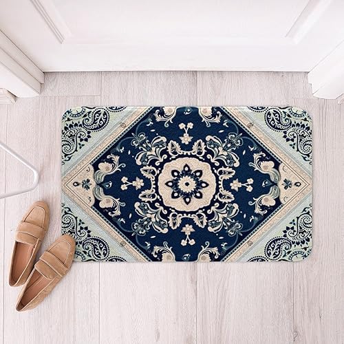 Miniatura 20 de Erosebridal Tapete de baño oriental vintage, Art Deco floral para puerta de entrada, tapete de baño tribal bohemio, tapete de baño tradicional