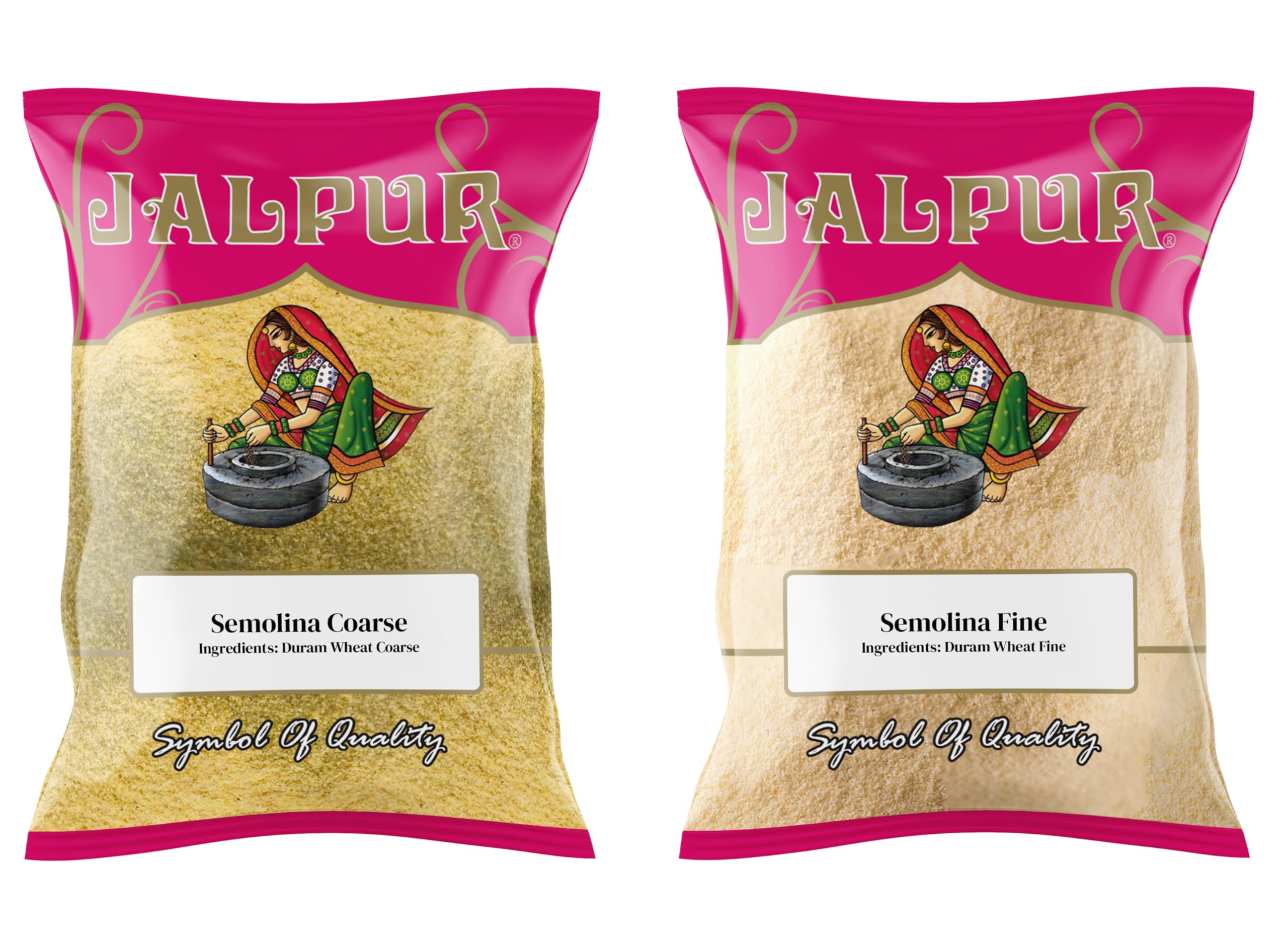Jalpur Miller’s Semolina Combo Pack | Semolina Yellow Coarse 300g & Semolina White Fine 500g | Premium Quality Sooji for Baking, Cooking, Desserts & Traditional Recipes | Vegetarian (2 Pack)
