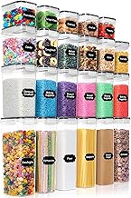 PRAKI Airtight Food Storage Containers Set with Lids for Kitchen Pantry Organizers and Storage, 23pcs Kitchen Storage Containers for Cereal, Flour & Sugar, Cereal Containers with 40 Labels & Marker
